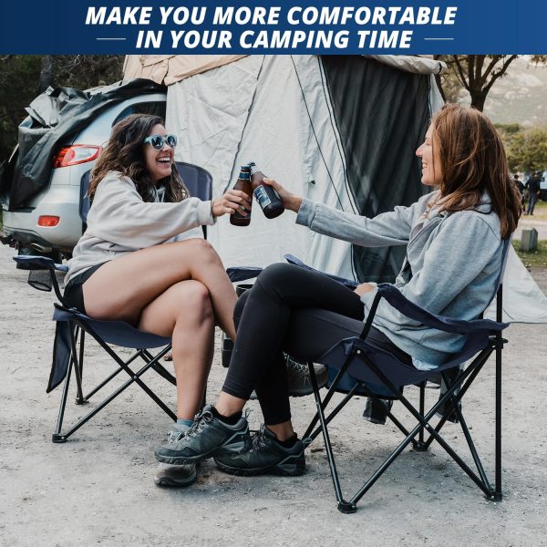 Folding Outdoor Beach Camp Chair with Cup Holder, Storage Pocket, Waterproof Bag Outdoor Arm Chair, Supports 225LBS, Cyan - Image 2